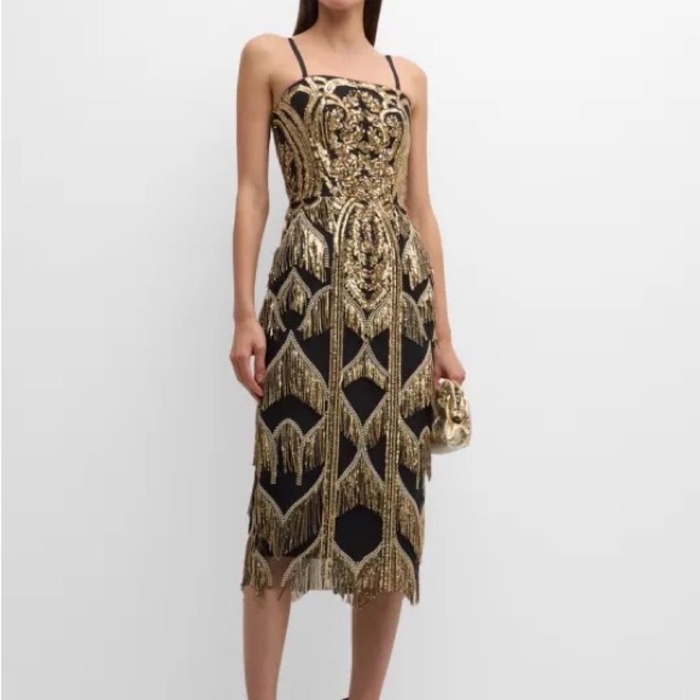 Dress the Population gold midi dress